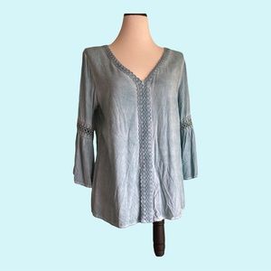 SPENSE Turquoise tunic, top, bell 3/4 sleeves, SZ L
